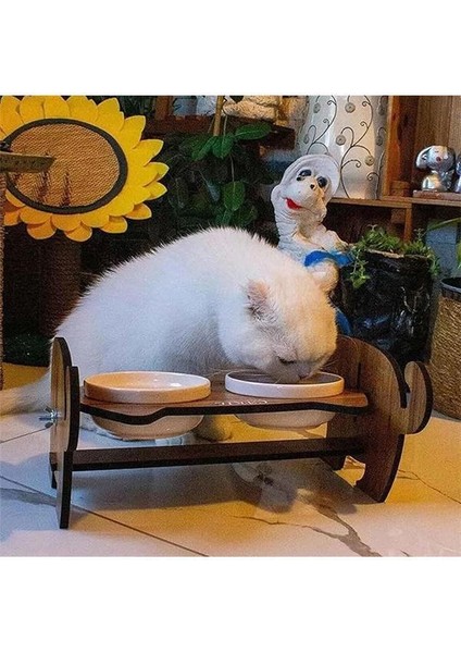 Ahşap Kedi Mama ve Su Kabı ile Kedi Köpek Paspası - Demonte Kedi Mama Su indirimleri