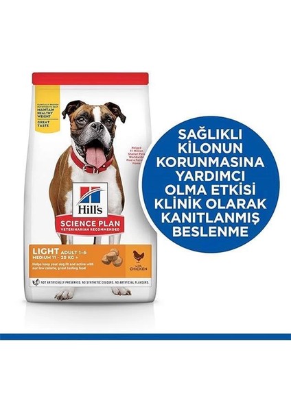Hill's Scıence Plan Light Yetişkin Orta Irk Tavuklu Köpek Maması 2.5 kg fiyatları