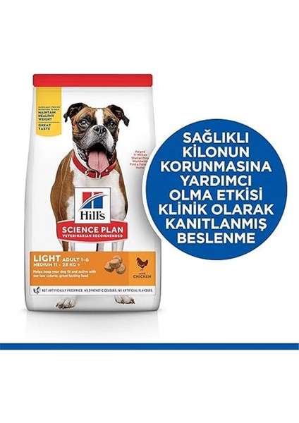 Hill's Scıence Plan Light Yetişkin Orta Irk Tavuklu Köpek Maması 2.5 kg