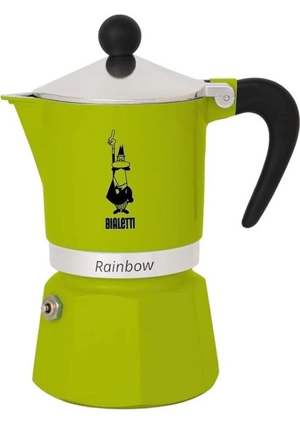 - Rainbow: 6 Cups Ocak Üstü Espresso Pişirici - 250ML - Yeşil Renk - Alüminyum Gövde -