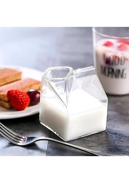 Nostaljik Süt Kutusu Tasarım Cam Bardak - Kahve, Süt, Kokteyl Için Şık Sunum fiyatları