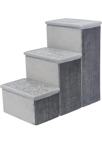 Trıxıe Velur 3 Basamaklı Evcil Hayvan Merdiveni, Saklamalı, Katlanabilir, Evcil Hayvan Oyuncakları