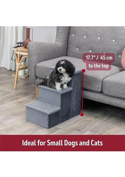 Trıxıe Velur 3 Basamaklı Evcil Hayvan Merdiveni, Saklamalı, Katlanabilir, Evcil Hayvan Oyuncakları fırsatları