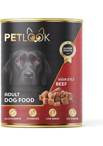 Konserve Köpek Maması Yetişkin Sığır Etli, Parça Etli 415 gr Yaş Mama Düşük Tahıllı