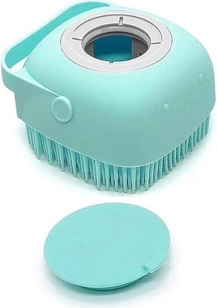 Şampuan Hazneli Kedi ve Köpek Evcil Hayvan Yıkama Fırçası Silikon (Mavi)