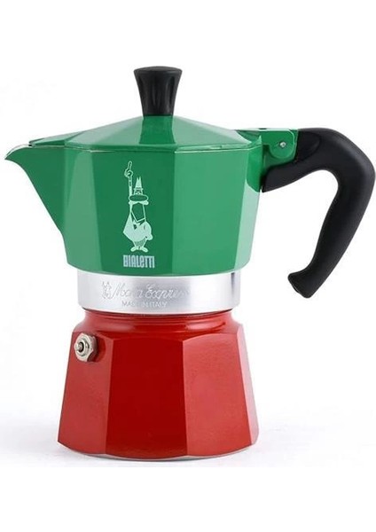 - Moka Express Italia: 3 Cups Ocak Üstü Espresso Pişirici - 130ML - Karma Renk - Alüminyum