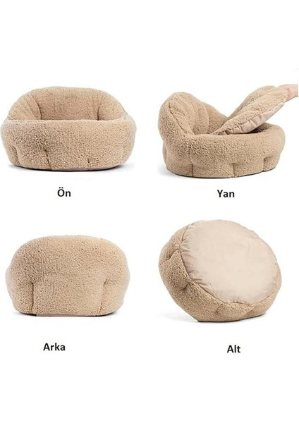 Kedi ve Köpek Yatağı, Yumuşak Dokulu, Yıkanabilir Peluş 45 cm (Bej) modelleri