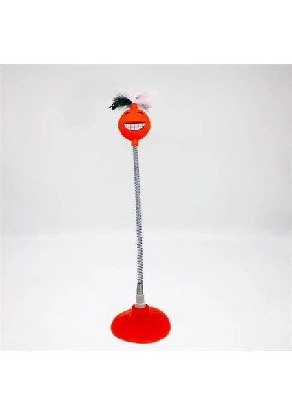 Vantuzlu Yaylı Gülen Yüz Kedi Oyuncağı 1 Adet (Turuncu)