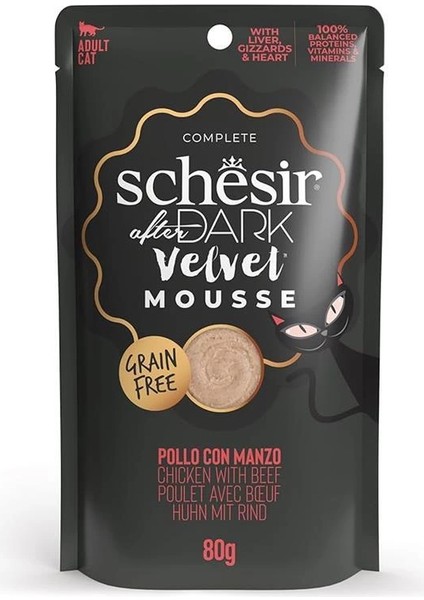 After Dark Tavuk ile Sığır Mus Yetişkin Kedi Pouch 80G