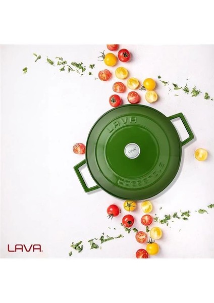 Metal Döküm Çok Amaçlı Yayvan Tencere, Trendy, 24 Cm, 2.47 L, Yeşil