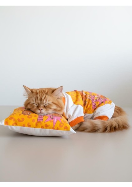 Tiger Leopar Desenli Penye Kedi Tulum | Tüy Dökülmesini Azaltmaya Yardımcı | Yumuşak & Rahat Kedi Kıyafeti