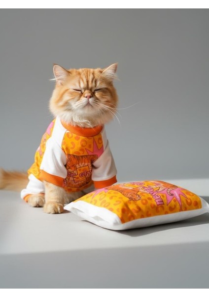 Tiger Leopar Desenli Penye Kedi Tulum | Tüy Dökülmesini Azaltmaya Yardımcı | Yumuşak & Rahat Kedi Kıyafeti fırsatları