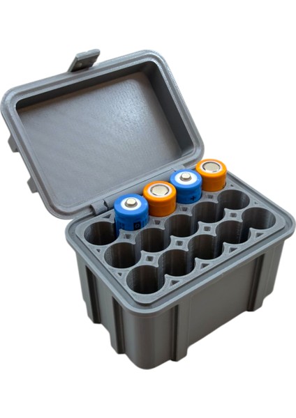 18650 Pil Kutusu 15'li Sandık Görünümlü Dekoratif Gri