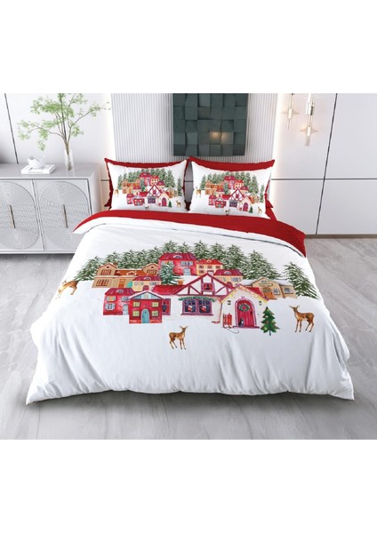 Yılbaşı Temalı 3D Baskılı Çift Kişilik Nevresim Takımı -Model 2080