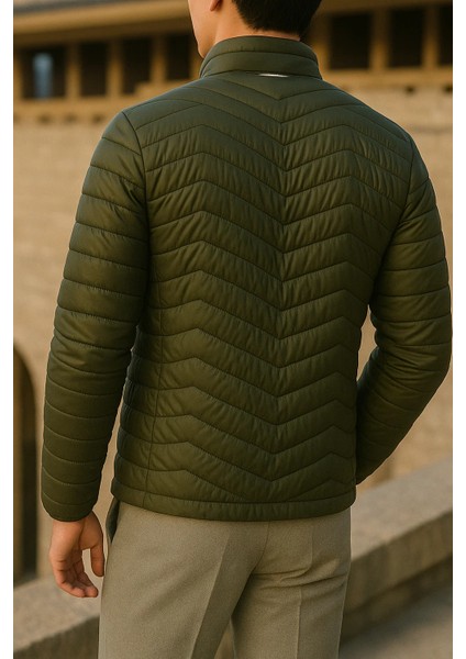 Erkek Günlük Astarlı Haki Şişme Mont