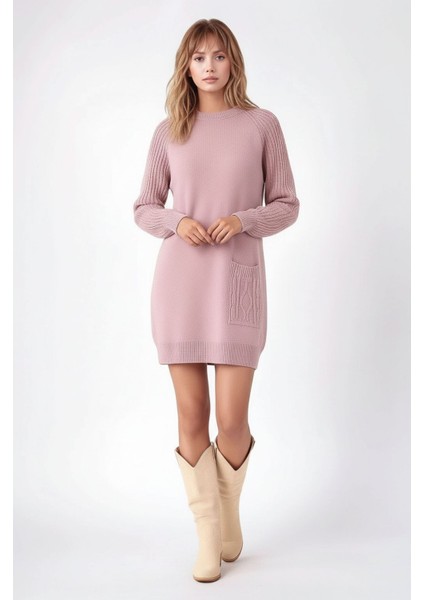 Kadın Kolları Uzun Kendinden Dokulu Bisiklet Yaka Tunik Boy Şık Kışlık Triko Büyük Beden Kazak modelleri