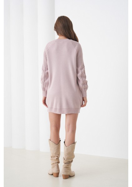 Kadın Kolları Uzun Kendinden Dokulu Bisiklet Yaka Tunik Boy Şık Kışlık Triko Büyük Beden Kazak fırsatları