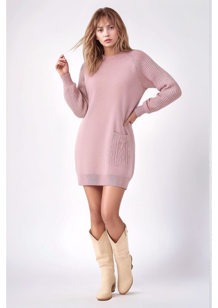 Kadın Kolları Uzun Kendinden Dokulu Bisiklet Yaka Tunik Boy Şık Kışlık Triko Büyük Beden Kazak indirimleri