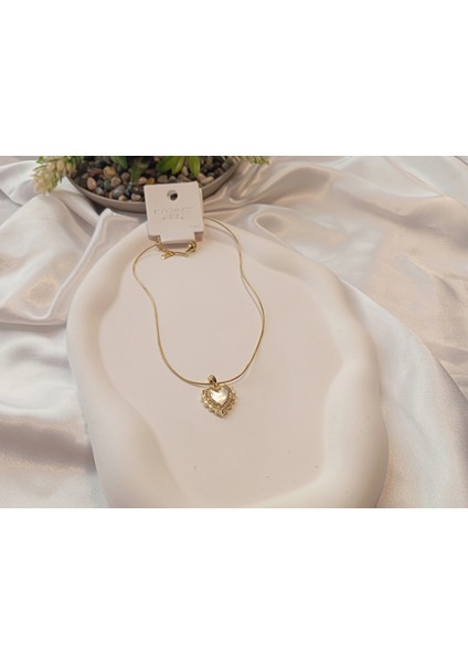 Sedefli Kalp Figürlü 14 K Kaplama 45 cm Çelik Kolye fırsatları