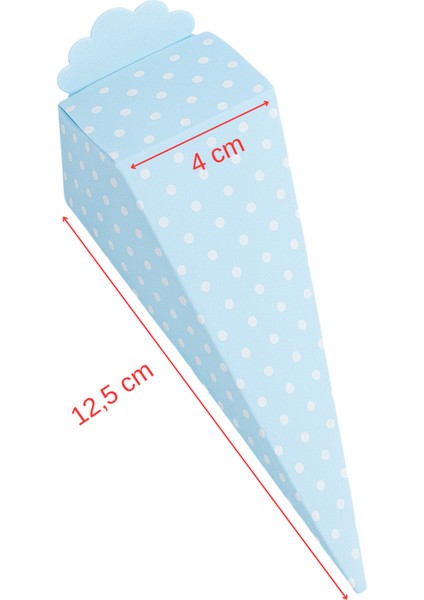 Açık Mavi Üzeri Beyaz Puanlı Lokum ve Şeker Külahı - Mevlit Külahı 25 Adet fiyatları