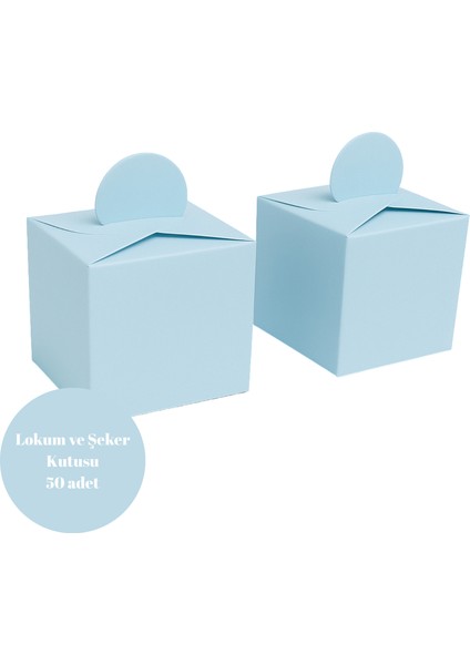 Bebek Mavi Renkli Lokum ve Şeker Kutusu 50 Adet