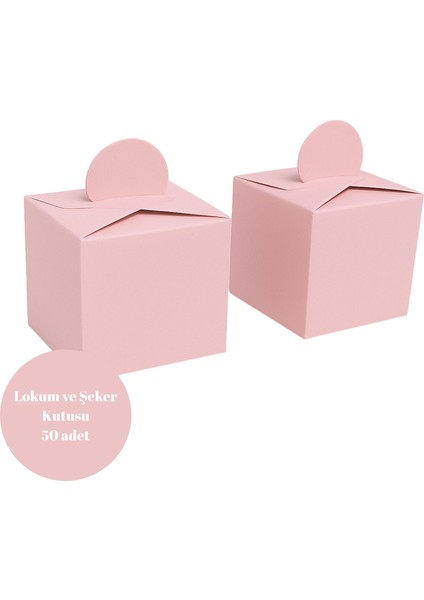 Bebek Pembe Renkli Lokum ve Şeker Kutusu 50 Adet