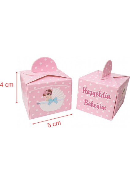 Pembe Hoşgeldin Bebeğim Temalı Lokum ve Şeker Kutusu 50 Adet fiyatları
