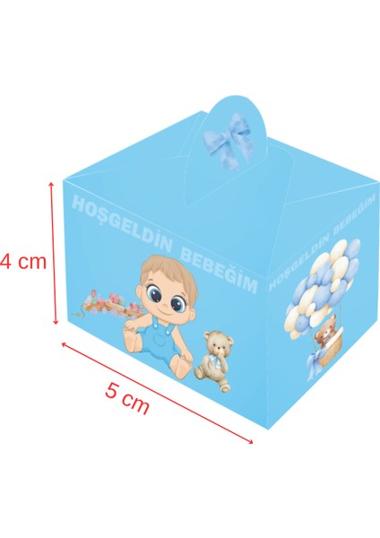 Hoşgeldin Bebeğim Temalı Mavi Renkli Lokum ve Şeker Kutusu 25 Adet fiyatları