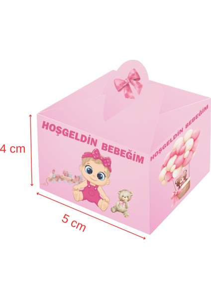 Hoşgeldin Bebeğim Temalı Pembe Renkli Lokum ve Şeker Kutusu 25 Adet fiyatları