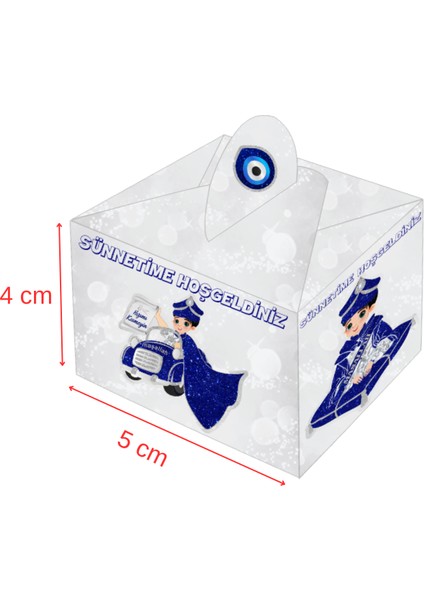 Sünnetime Hoşgeldiniz Temalı Gümüş Renkli Lokum ve Şeker Kutusu 25 Adet fiyatları