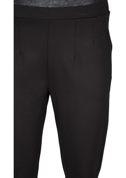 Kadın Buse Rahat Kalıp Yan Cepli Orta Kalın Çelikli Siyah Pantolon modelleri