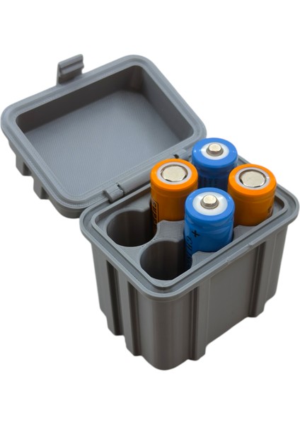 18650 Pil Kutusu 6'lı Sandık Görünümlü Dekoratif Gri