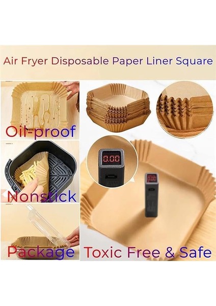 Sıcak Hava Fritözleri Için Fırın Kağıdı, 100 Adet Airfryer Pişirme Kağıdı, Yapışmaz, Yağa