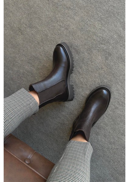 Matty Kadın Lastik Detay Hakiki Deri Postal Bot Kahve fırsatları