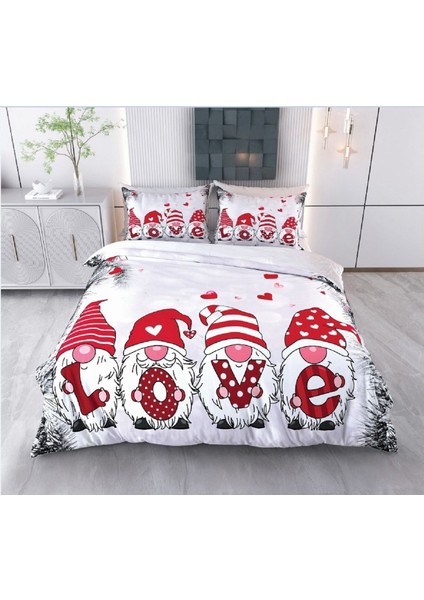 Yılbaşı Temalı 3D Baskılı Çift Kişilik Nevresim Takımı -Model 2087