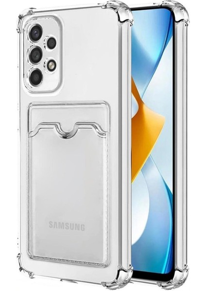 Samsung Galaxy A30 Uyumlu Kartlıklı Kılıf Kamera Korumalı Anti Şok Şeffaf Kapak