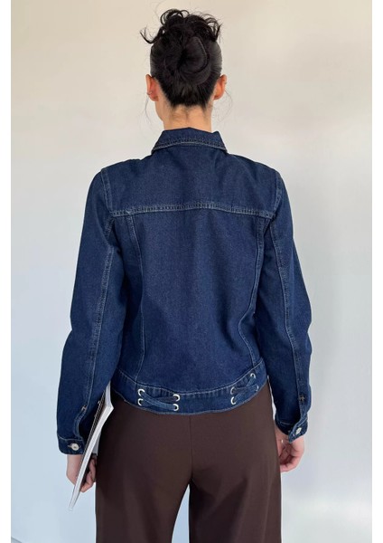 Kadın Kruvaze Yaka Kemer Detaylı Jean Kot Ceket P-00019427 fırsatları