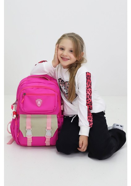 Kız Çocuk Pembe Okul Çantası Anaokulu Ilkokul Sırt Çantası Genç Kız Günlük Çanta ( Oyuncak Hediyeli)