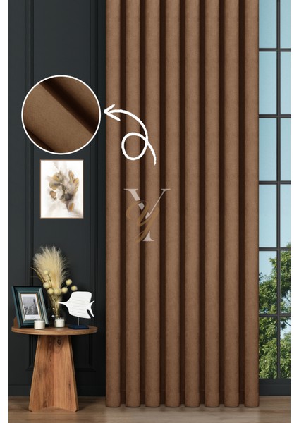 Petek Fon Perde V-1019 Sütlü Kahve