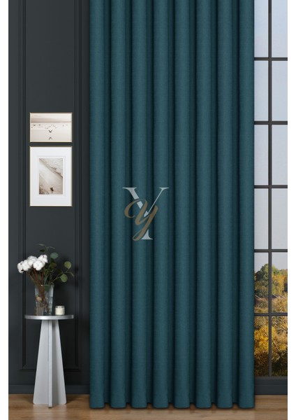 Keten Fon Perde V-4032 Turkuaz fiyatları