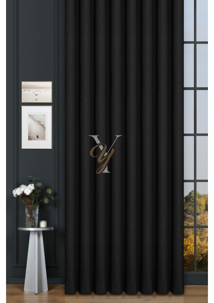 Keten Fon Perde V-4036 Siyah fiyatları