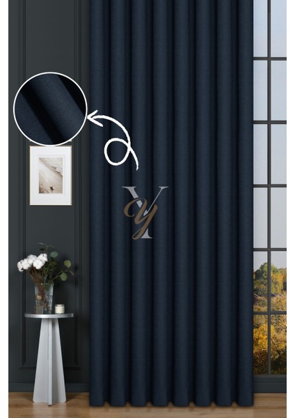 Keten Fon Perde V-4034 Lacivert