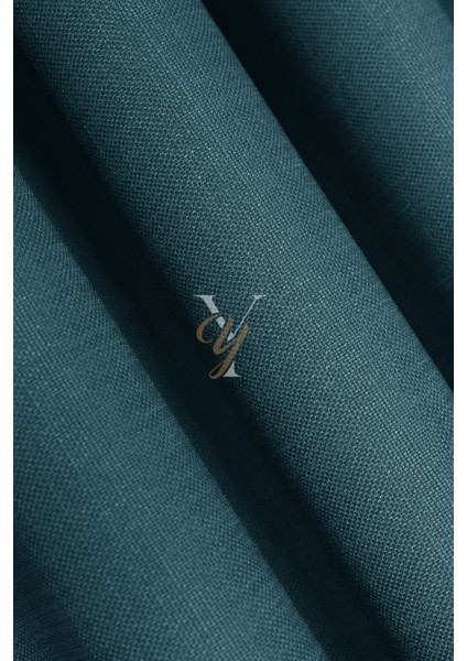 Keten Fon Perde V-4032 Turkuaz modelleri