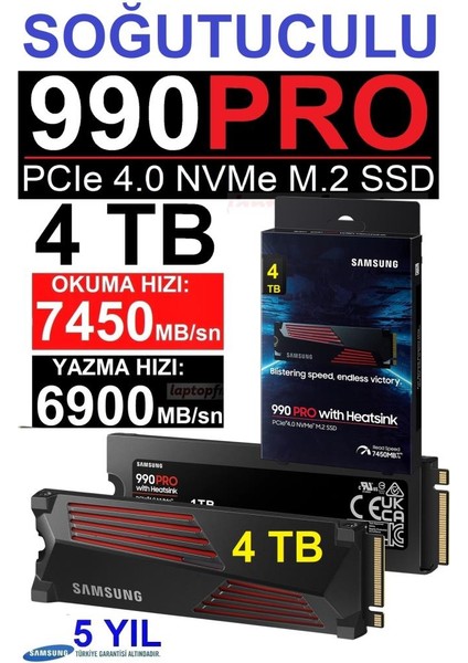 990 Pro MZ-V9P4T0BW Pcı-Express 4.0 4 Tb M.2 SSD Teşhir modelleri