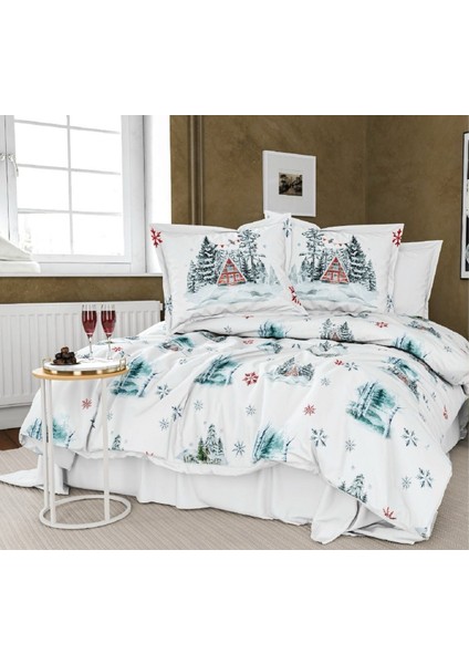 Yılbaşı Temalı 3D Baskılı Çift Kişilik Nevresim Takımı -Model 2094