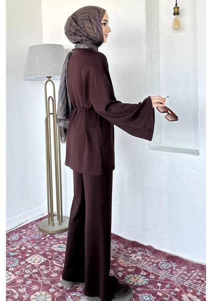 Amblem Detaylı Tunik Bel Lastikli Pantolon Tesettür Ikili Takım P-00019262 modelleri