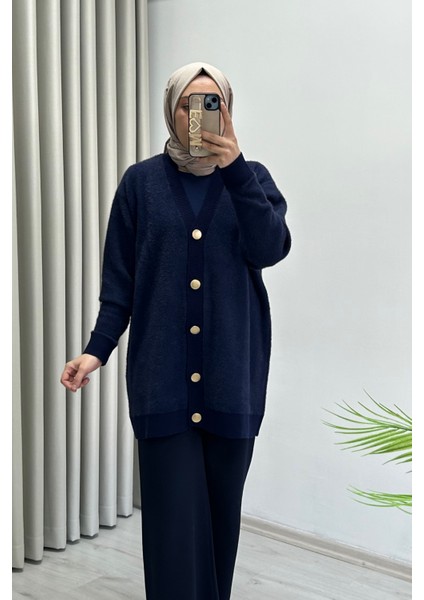 Magazin Oversize Rahat Kalıp V Yaka Düğme Detaylı Angora Kadın Hırka fiyatları