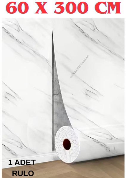 60CMX300CM Tek Parça Yapışkanlı Rulo Mermer Desenli Duvar Paneli Kağıdı Silinebilir CF-1035-MIRA
