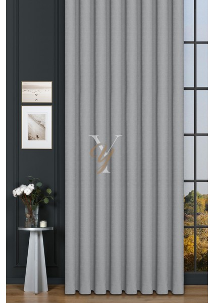 Keten Fon Perde V-4015 Gümüş Gri fiyatları