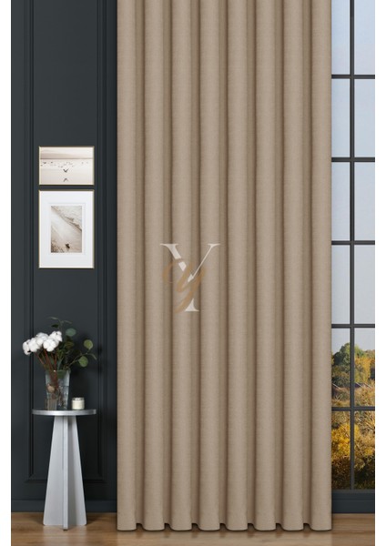 Keten Fon Perde V-4005 Koyu Krem fiyatları